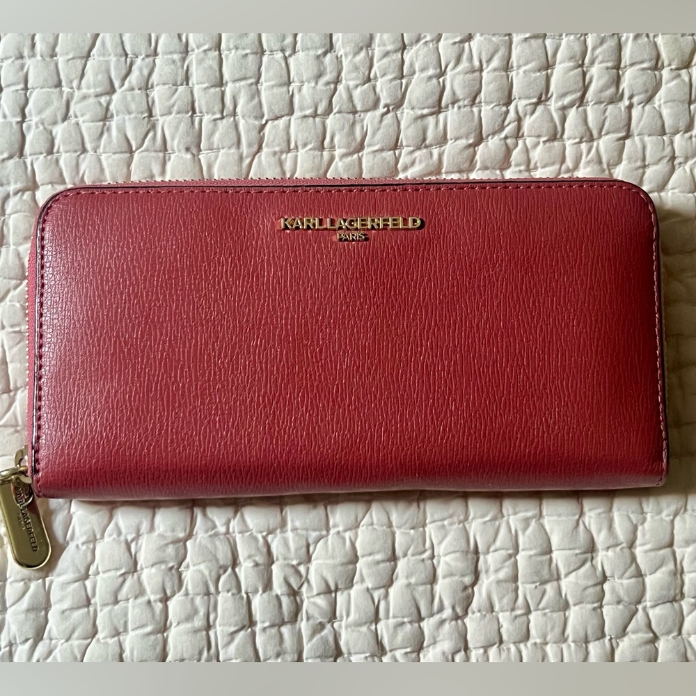 Karl Lagerfeld Pink Wallet with Gold Accents